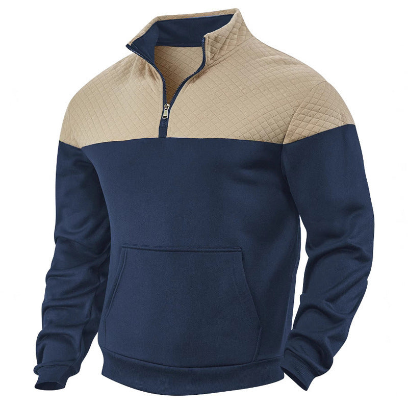 Winter Heavy Fleece-lined Casual Loose Multicolor Men's Plus Size Stand Collar Zipper Sweater