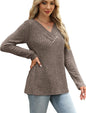 Women's Sweater Long Sleeve Shirt V-neck Top