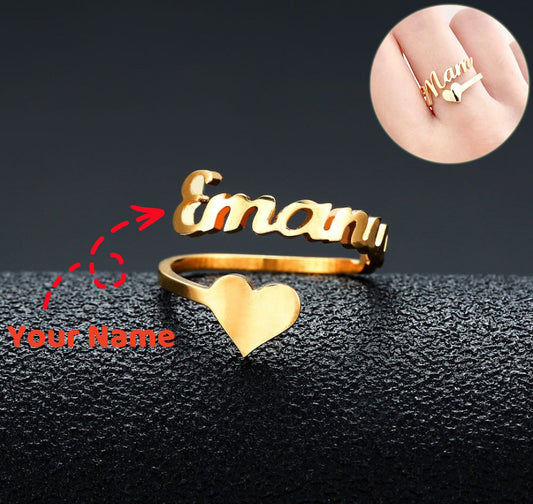 Customized Name Men Women Ring Personalized Love Heart Fashion Stainless Steel Rings Jewelry Valentine's Day Gifts
