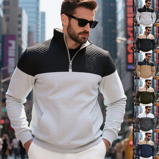 Winter Heavy Fleece-lined Casual Loose Multicolor Men's Plus Size Stand Collar Zipper Sweater