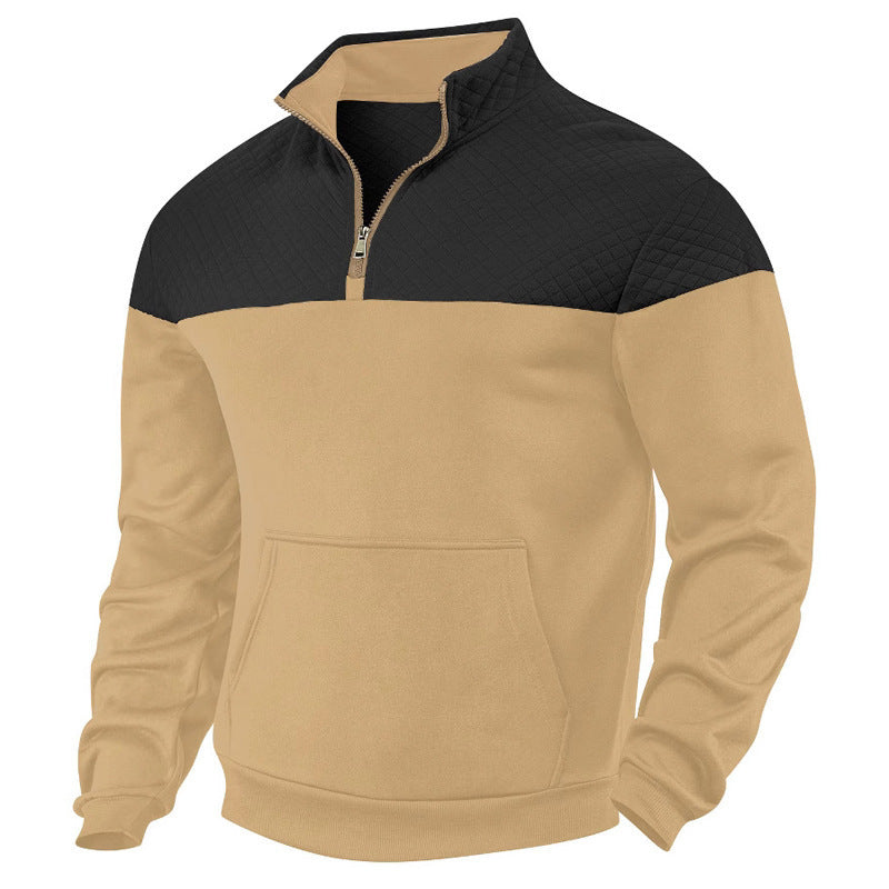 Winter Heavy Fleece-lined Casual Loose Multicolor Men's Plus Size Stand Collar Zipper Sweater