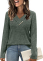 Women's Sweater Long Sleeve Shirt V-neck Top