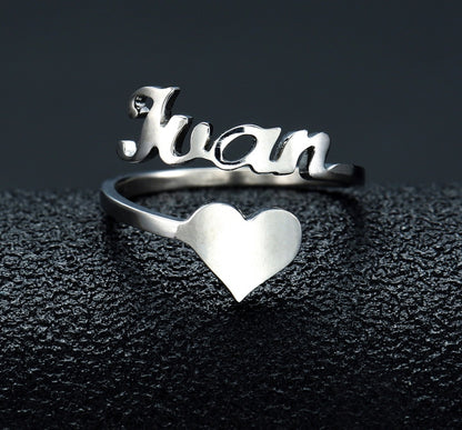 Customized Name Men Women Ring Personalized Love Heart Fashion Stainless Steel Rings Jewelry Valentine's Day Gifts