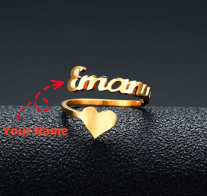 Customized Name Men Women Ring Personalized Love Heart Fashion Stainless Steel Rings Jewelry Valentine's Day Gifts