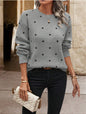 Ins Polka Dot Print Pullover Sweater Fashion Casual Long-sleeved Jacquard Knitted Top Winter Round Neck Clothing For Women