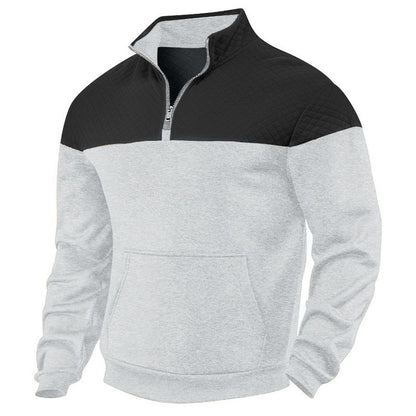Winter Heavy Fleece-lined Casual Loose Multicolor Men's Plus Size Stand Collar Zipper Sweater